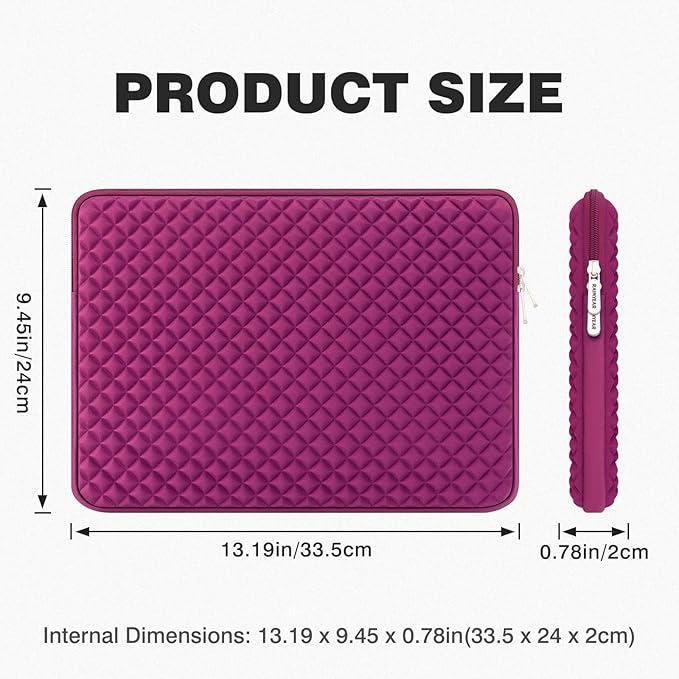 RAINYEAR 13 Inch Laptop Sleeve Diamond Foam Case Bag Compatible MacBook 14", 13.3" MacBook Air/Pro A3449 A3113 A3240 A2681 A2337 A2338 & for 13.3" PC Notebook Chromebook (Rose Red)
