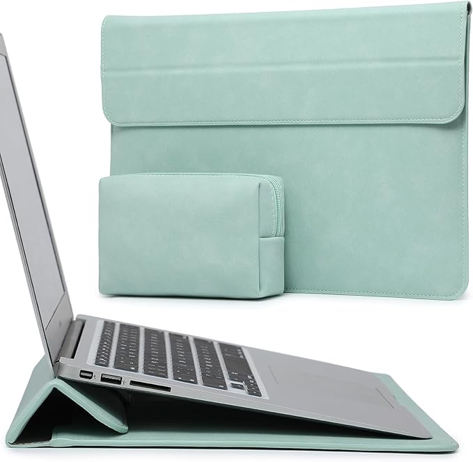 HYZUO 15 Inch Laptop Case Bag Sleeve with Stand for MacBook Air 15 M5 M4 A3241 M3 A3114 M2 A2941 2026-2023, 15" Surface Laptop 7/6/5/4/3, MacBook Pro 15 A1990 A1707 2019-2016, Mint Green