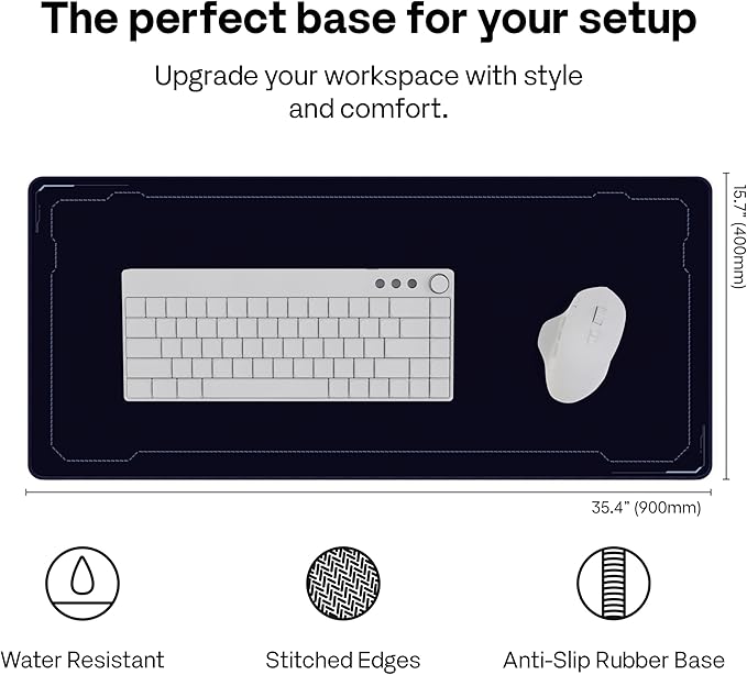 Pixio Mouse Pads - 36 x 16 inch XXL Light Border Dark Blue Multifunctional Large Desk Mats for Gaming, Office, Desktop Anti-Slip Waterproof Washable Computer Mouse Mat
