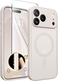 CAPRARO Magnetic for iPhone 17 Pro Case, Upgraded [Full Camera Protection] [Compatible with MagSafe] Protective Translucent Matte Women Girl Phone Case Cover, Stone