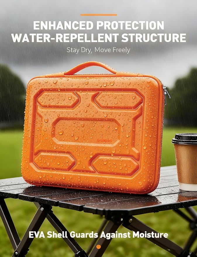 DOMISO 14 inch Laptop Sleeve with Handle Shockproof Computer Bag Waterproof EVA Protective Carrying Case for 14" ThinkPad E480/Yoga 920/13.5" Microsoft Surface Book/HP Pavilion 14 Stream 14, Orange