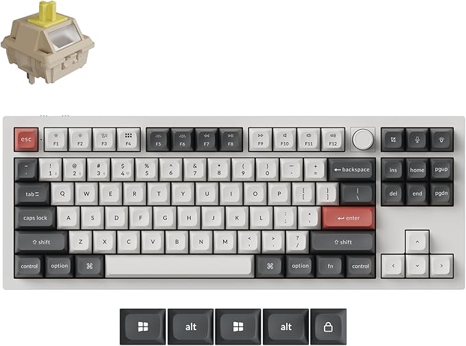 Keychron Q3 Ultra Wireless Mechanical Keyboard 8KHz Polling Rate, TKL 2.4G/Bluetooth 5.3/Wired Up to 660 Hours Long Battery Life, Hot-Swappable Aluminum RGB Gaming ZMK for Mac/Windows/Linux-White