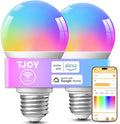 TJOY Smart Light Bulbs, WiFi LED Bulb Compatible with Alexa &Google Assistant, RGB Color Changing Alexa Bulbs, 9W(60W Equivalent), A19 E26 800LM, 2.4Ghz WiFi only,2 Pack