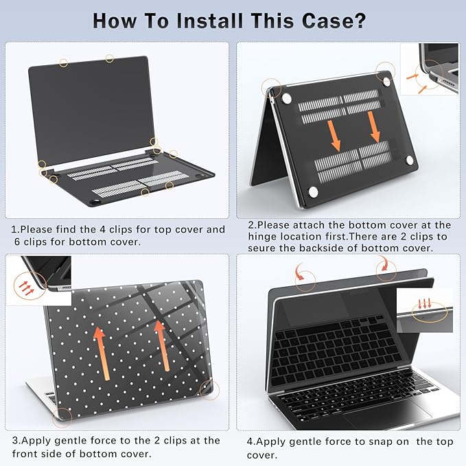 Compatible with MacBook Pro 16 inch Case M5 M4 M3 M2 M1 Pro/Max 2026-2021 A3429 A3428 A3403 A3186 A2991 A2780 A2485, Cute White Polka Dot Protective Hard Shell Clear Black Cover