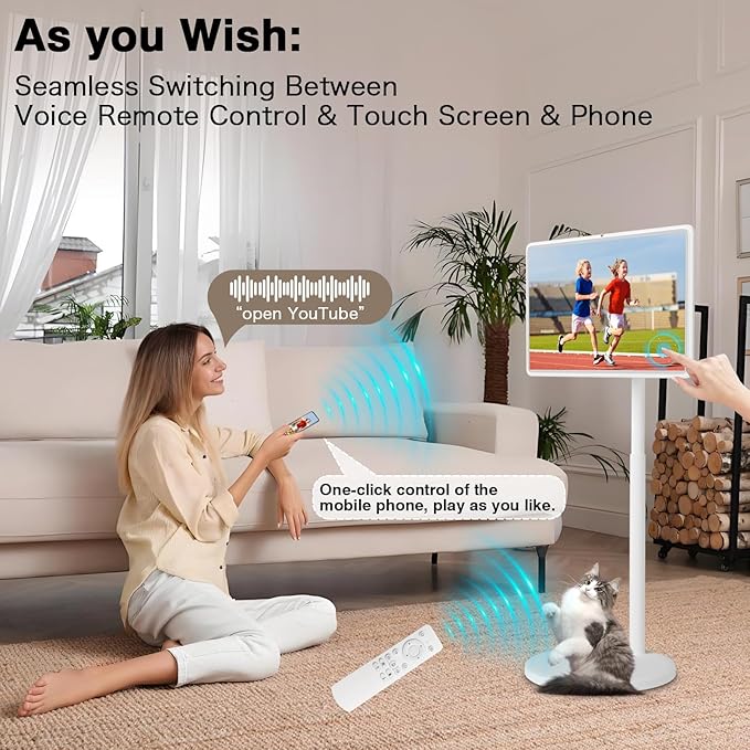 32 Inch Portable Smart TV 4K Touchscreen Display 8GB RAM+128GB Storage Built-in Rechargeable Battery Full Swivel Rotation(4+64G,32 in(4K))