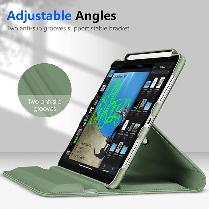 Fintie Rotating Case for iPad Pro 11-inch (4th / 3rd Generation) 2022/2021-360 Degree Swiveling Stand Cover w/Pencil Holder, Auto Sleep/Wake, Also Fit iPad Pro 11" 2nd/1st Gen, Sage Green