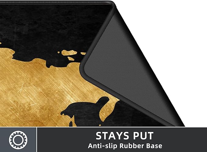 Rinaze Mouse Pad Desk Mat, Multifunctional Large Gaming Mousepad, Office Desk Pad with Washable Durable Design, Keyboard Pad in Black World Map