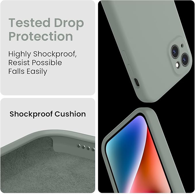 FireNova Designed for iPhone 15 Case, Silicone Upgraded [Camera Protection] Phone Case, Soft Anti-Scratch Microfiber Lining Inside, 6.1 inch, Calke Green