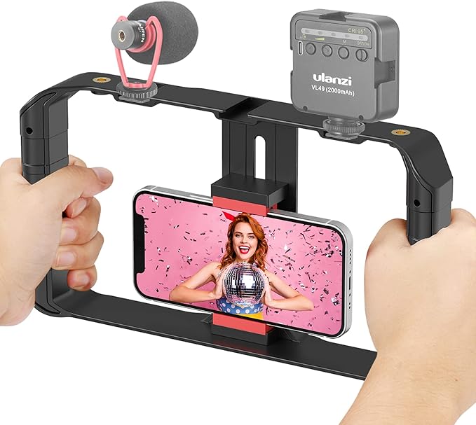 ULANZI U Rig Pro Smartphone Video Rig, Filmmaking Vlogging Case, Phone Video Stabilizer Grip Tripod Mount for Videomaker Film-Maker Video-grapher with Cold Shoe Mount for iPhone Samsung and More
