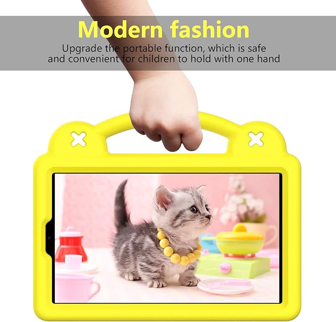 AKABEILA Compatible with ONN 10.1(GEN3) 2022(1000071485)/Amazon Fire HD 10(2021/2023)/Fire HD 10 Plus(2021/2023) Tablet Case, Kids Case with Shoulder Strap & Stand Handle Yellow