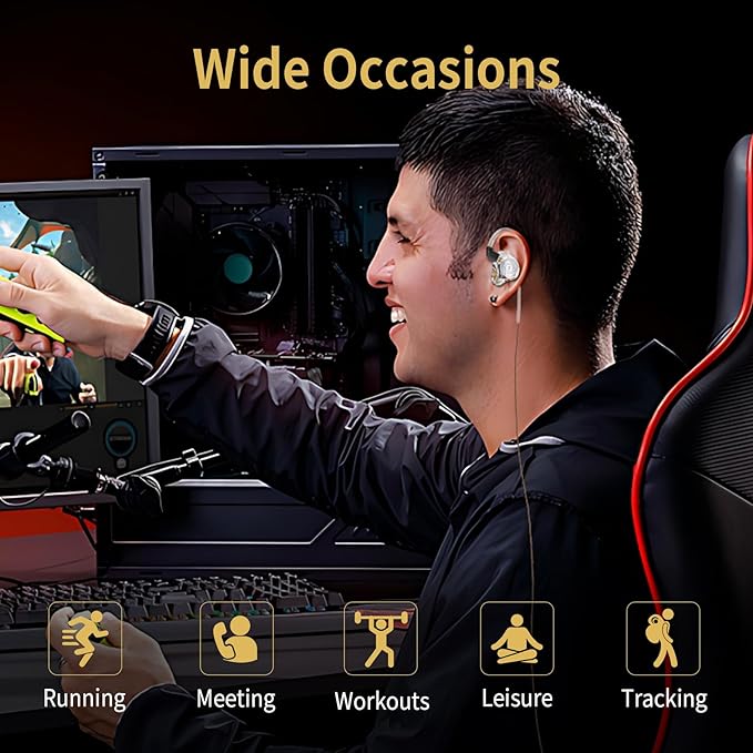HiFi IEM for Gaming, CCZ MC02 in Ear Monitors, Clear Crystal Sound Gaming Earbuds, 10mm 1DD Wired Headphones with Patented IEMS Ear Tips for Computer Laptop School Students (Clear White, Without Mic)