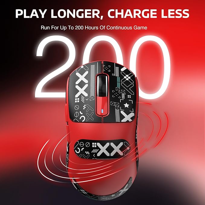 ATTACK SHARK X3 Wireless Gaming Mouse, 49g Bluetooth/2.4G/USB-C Ergonomic Computer Mouse, PAW3395 26K DPI Sensor, 200h Battery Life, Programmable Buttons Griptape, Gaming Accessories for PC/Laptop/Mac