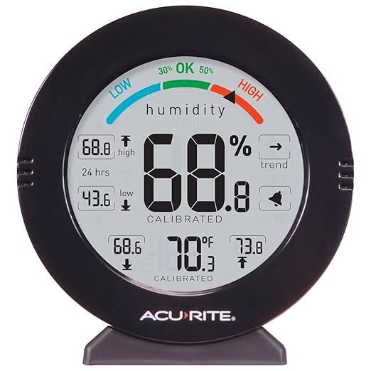 AcuRite 01080M Pro Accuracy Temperature and Humidity Gauge with Alarms, Black