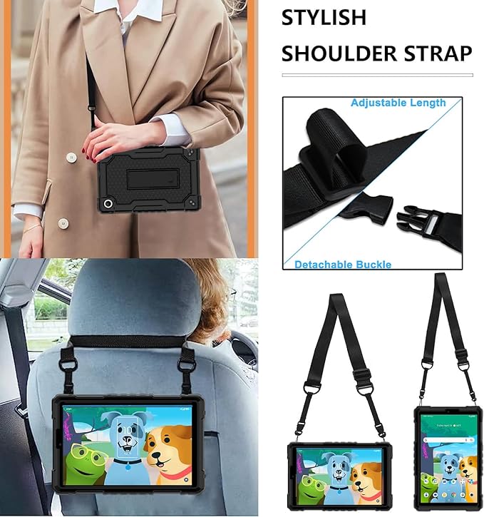 Case for for AT&T Amigo Jr. Tab 8 inch Tablet 9136K - [Built-in Kickstand] Anti Slip Kids Friendly Shockproof Silicone Protective Cover (Black)