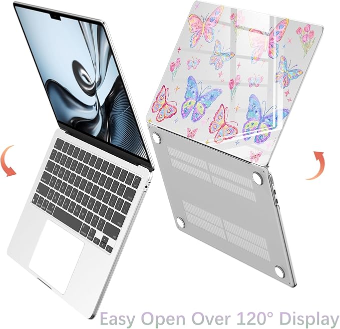 Compatible with MacBook Pro 13 inch Case M2 2025, 2024-2016 A2338 M1 A2251 A2289 A2159 A1989 A1708 A1706, Cute Butterfly Flower Protective Hard Shell Clear Cover for Mac Pro 13