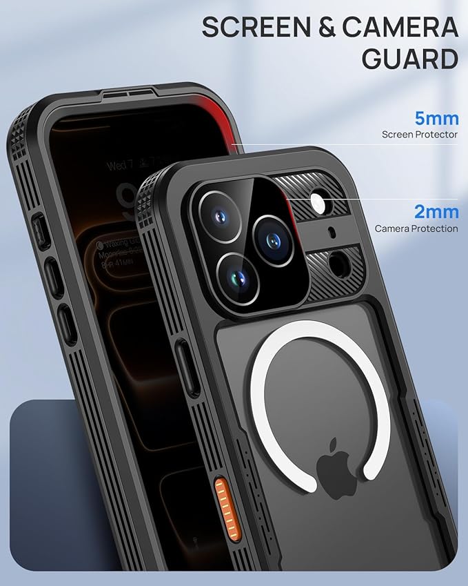 Lanhiem Magnetic for iPhone 17 Pro Max Case, Built-in Privacy Screen Protector, IP68 Waterproof Dustproof Case, Compatible with MagSafe, Anti-Spy Full Body Phone Case for iPhone 17 Pro Max 6.9", Black