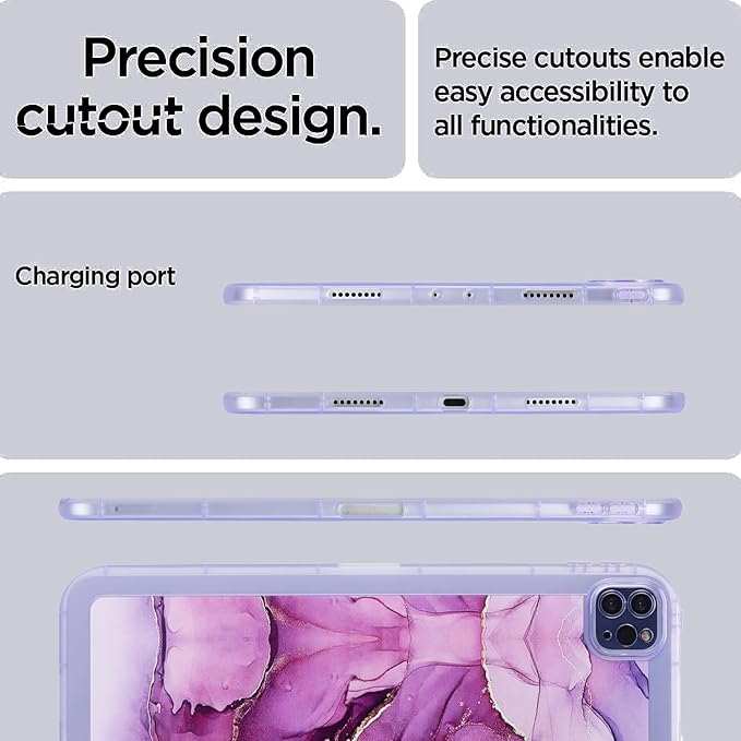 for iPad Pro 12.9 inch Tablet Case 6th/5th/4th/3rd Generation (2022/2021/2020/2018) Lightweight Glitter Bling Soft TPU Back Shockproof Cover Flexible Silicone Bumper Shell, Purple Marble