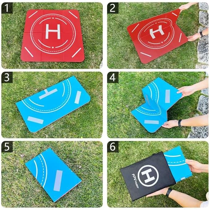 FPVtosky Drone Landing Pad Weighted, Nighttime Reflective & Foldable Launch Pad, Waterproof Helipad for DJI Mini 5/4/3 Pro/Mini 4k/Air 3S/Neo/Flip Drone Accessories (20 in)