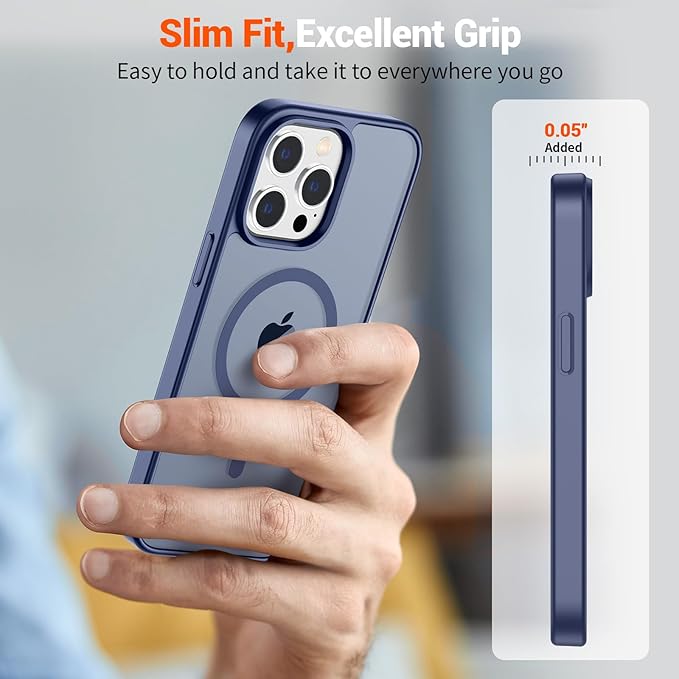 SUPFINE Magnetic for iPhone 14 Pro Max Case (Compatible with MagSafe) (Military Grade Drop Protection) Slim Translucent Matte Shockproof with Anti-Fingerprint Phone Case,Lavender Gray