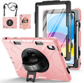Case for iPad (A16) 11th/10th Generation Case: Protective Cover for iPad 11th Gen 11 Inch 2025 &10th Gen 10.9" 2022 with Screen Protector- Stand- Shoulder Strap- Handle- Pencil Holder-Black+Pink