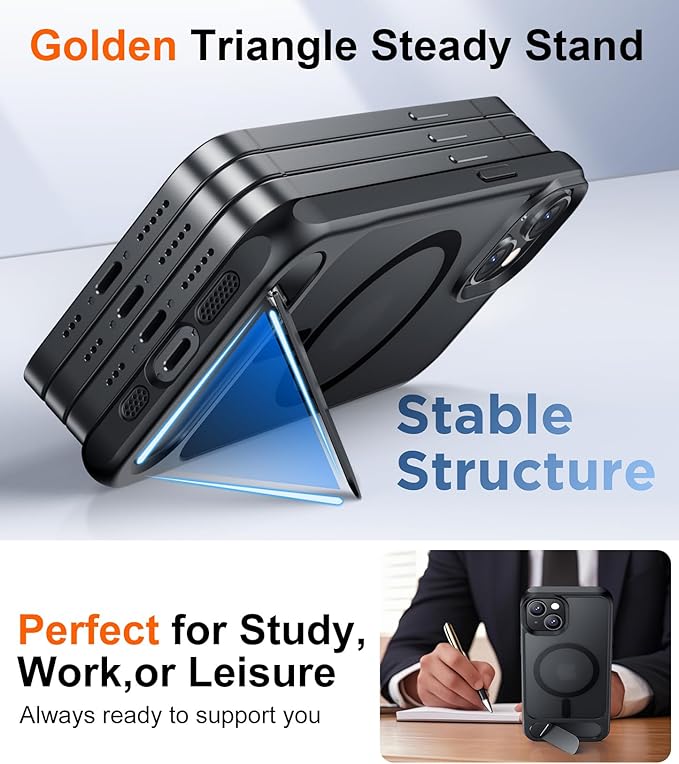 Compatible with iPhone 14 Case/iPhone 13 Case,[Built-in Invisible Kickstand][Compatible with MagSafe][Military Grade Shockproof] Slim Translucent Matte Phone Case for iPhone 14/13 6.1"