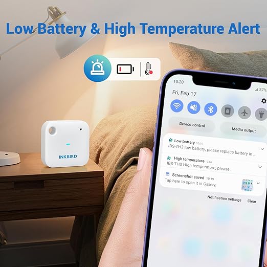 INKBIRD WiFi Thermometer Hygrometer Monitor, Smart Temperature Humidity Sensor IBS-TH3 with App Notification Alert, 1 Year Data Storage Export, Remote Monitor for Greenhouse Wine Cellar Baby Room