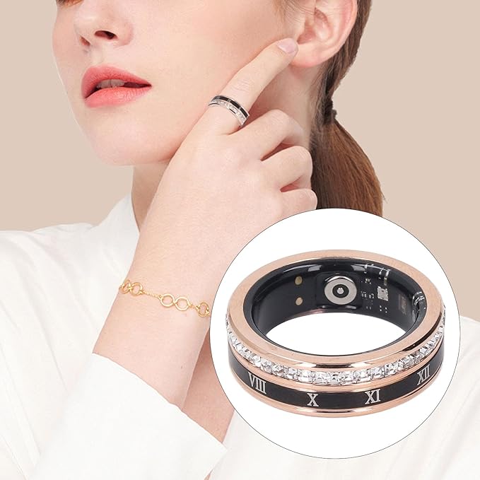 Smart Ring Health Tracker, Heart Rate Monitor Sleep Ring, Fitness Tracker for Monitoring Pressure, Oxygen, Step, Calories, Vintage Smart Rings for Men Women (9)