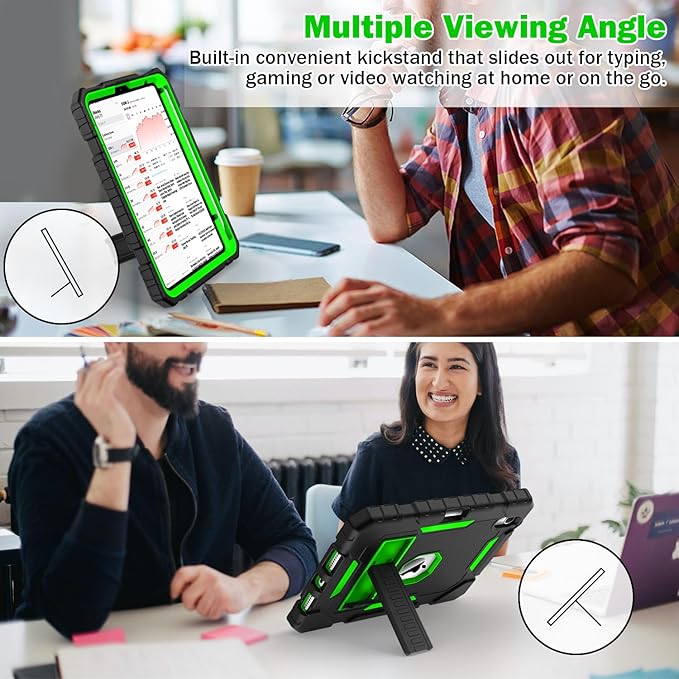 Grifobes Case for iPad mini 7 (A17 Pro) 2024 / Mini 6 2021 8.3 inch, Heavy Duty Shockproof Rugged Cover with Pencil Holder Stand, for I Pad Mini 7th/6th Gen 8.3" Case (Black+Green)