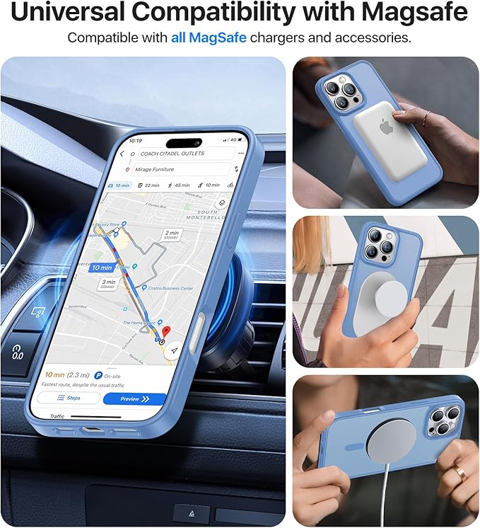 Magnetic for iPhone 12 Pro Max Case, [Compatible with MagSafe][Military-Grade Drop Protection][Anti-Yellowing] Shockproof Translucent Matte Cover for iPhone 12 Pro Max Phone Case,Sky Blue