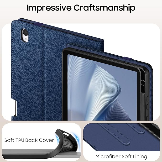 Fintie Case for Samsung Galaxy Tab S11 5G 11 Inch 2025 Model (SM-X730/X736B) with S Pen Holder, Multi-Angle Viewing Soft TPU Back Cover with Pocket, Auto Wake/Sleep, Navy
