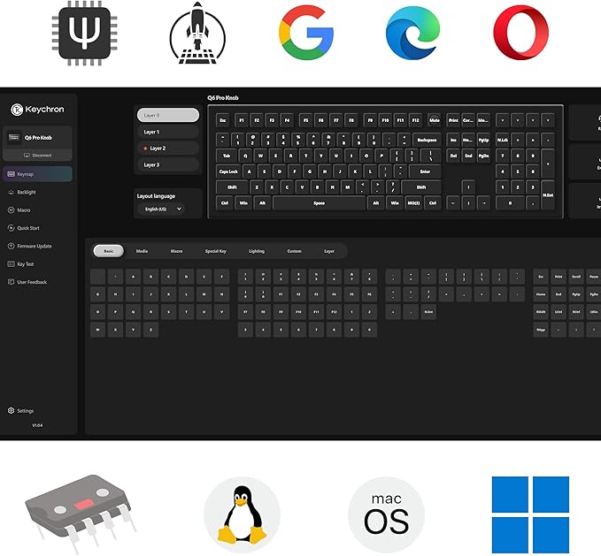Keychron Q6 Pro Full Aluminum QMK/VIA Programmable Knob Bluetooth Custom Mechanical Keyboard, Full-Size KSA Double-Shot PBT Keycap Hot-Swappable K Pro Silent Red Switch for Mac Windows Linux - Black