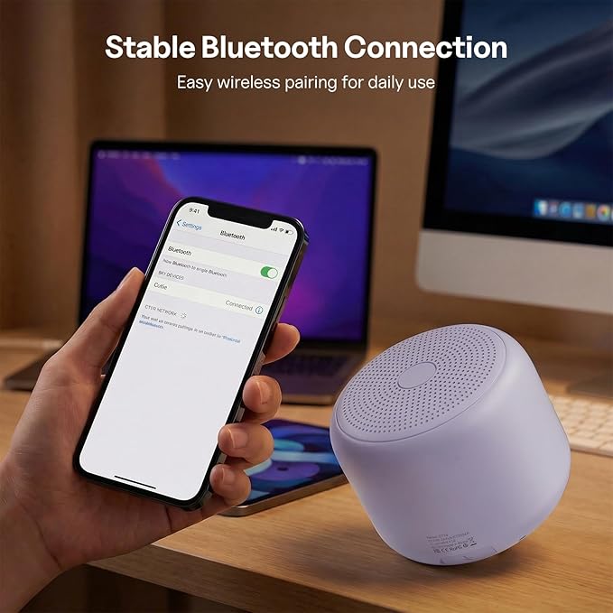 Bobtot Portable Bluetooth Speakers with Strap Easy to Carry, Wireless IPX5 Waterproof Mini Speaker with Loud Stereo Sound, 20 Hours Playtime, Rechargeable Battery, Built-in Microphone, Purple
