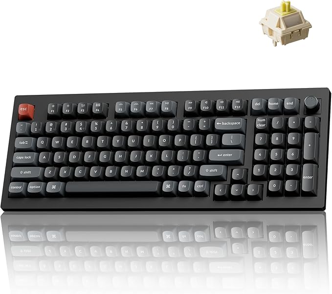 Keychron V5 Ultra 96% Wireless Mechanical Keyboard with 8000Hz Polling Rate & NKRO, Hot-Swappable RGB, Banana Switches, 97 Keys, 2.4GHz/Bluetooth/Wired, OSA PBT Keycaps, for Mac/Win/Linux- Black