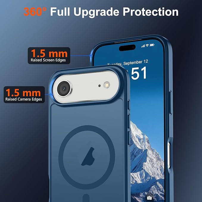 SUPFINE Magnetic for iPhone Air Case (Compatible with MagSafe)(Military Grade Drop Protection) Slim Translucent Matte Shockproof with Anti-Fingerprint Phone Cover for 17 Air,Deep Blue