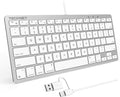 TECKNET Wired Keyboard for MacOS Devices with Dual Interface, Slim Mac Keyboard, Comfortable Ergonomic Typing Angle & Stable Connection for PC/Laptop, Compatible with MacBook, iMac, Mac mini/Pro