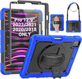 SEYMAC Case for iPad Pro 12.9 2022/2021/ 2020/2018, Heavy Duty Protection Shockproof Case with Screen Protector, 360° Rotating Stand/Handle/Shoulder Strap, Supports Pencil 2 Charging, Blue