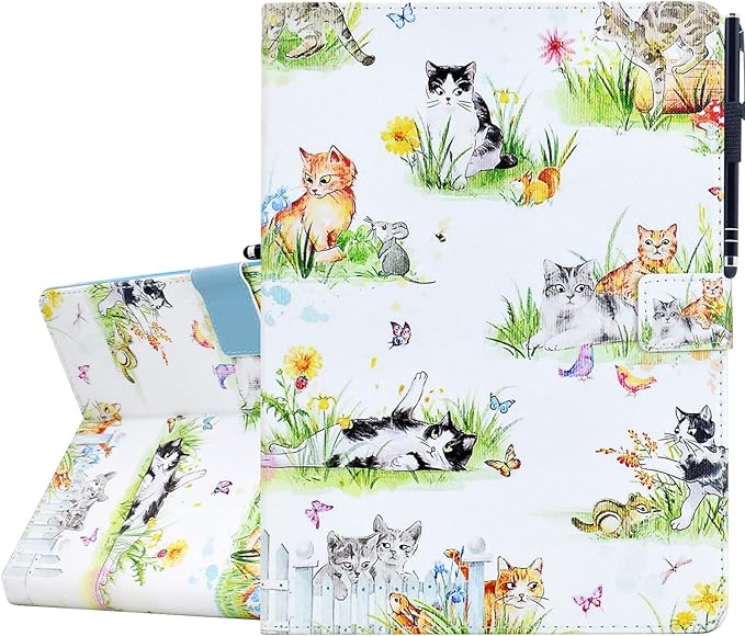 for iPad 9.7 inch Case iPad 6th/5th Generation Case 2018 2017, PU Leather Folio Stand Cute Protective Cover for iPad 9.7 inch/Pro 9.7/Air 2/Air 1, Auto Sleep/Wake, Kitten
