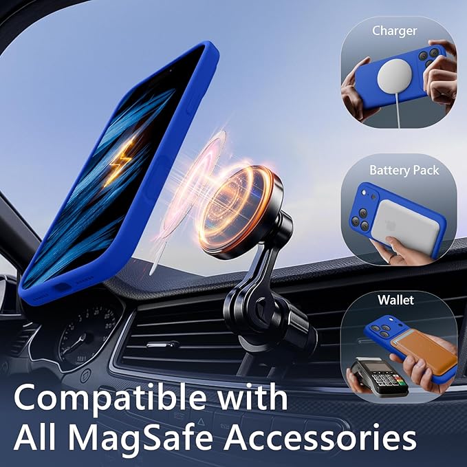 FireNova Magnetic for iPhone 17 Pro Case, Compatible with MagSafe, [Integrated Silicone Camera Control Button] [Camera Protection] Anti-Scratch Microfiber Lining Phone Case, 6.3", Klein Blue