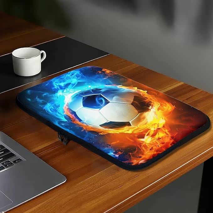 Water and Flame Football Laptop Protective Sleeve for Men Boys Computer Sleeve 15 inch Laptop Case Bag Portable Computer Carrying Case Suitable GITS for Teens
