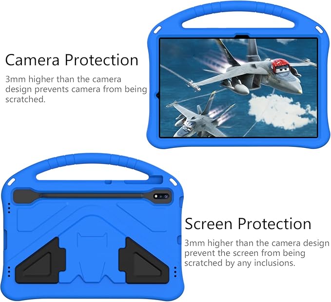 Kids Case for Samsung Galaxy Tab S10+/S9+/S8+/S7 FE/S7+/S9 FE+ 12.4", Techcircle Light Weight Shock Proof EVA Foam Handle Rugged Stand Protective Case for Galaxy Tab S9 FE Plus/S10 Plus 2024, Blue