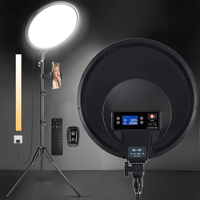 6" Ring Light with Tripod Stand for YouTube & Makeup, Mini LED Camera Light with Phone Holder, 3 Light Modes & 11 Brightness Levels (14 inch with Tripod Stand)