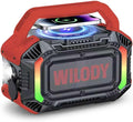 Wilody Speakers Bluetooth Wireless, 100W Loud Outdoor Speaker with Bass, IPX7 Waterproof Floatable, 20H Playtime, RGB Light, Portable Speaker with TWS for Work, Outdoor, Garage, Camping (Crimson)
