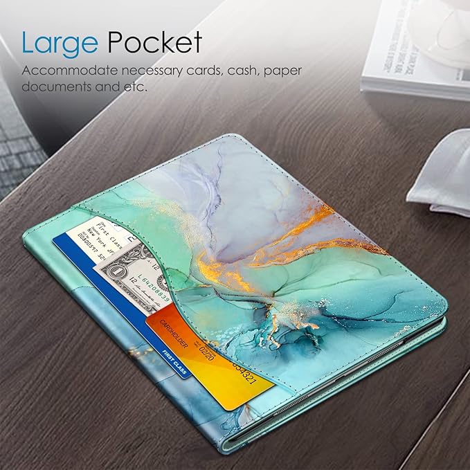 Fintie Case for iPad Air (3rd Gen) 10.5" 2019 / iPad Pro 10.5" 2017- [Sleek Shield] Premium PU Leather Slim Fit Multi Angle Stand Cover with Pocket, Pencil Holder, Auto Wake/Sleep, Emerald Marble