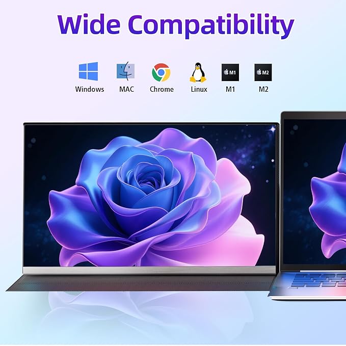 Portable Monitor for Laptop - 15.6" FHD 1080P Laptop Screen Extender Portable 85% NTSC Display USB-C/USB-A/HDMI for Windows Mac Work Travel