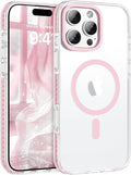 BENTOBEN Magnetic for iPhone 16 Pro Max Case 6.9", Compatible with Magsafe Military Shockproof Protective Bumper Cute Transparent Slim Anti-Yellowing Phone Case for iPhone 16 ProMax Cover, Clear Pink