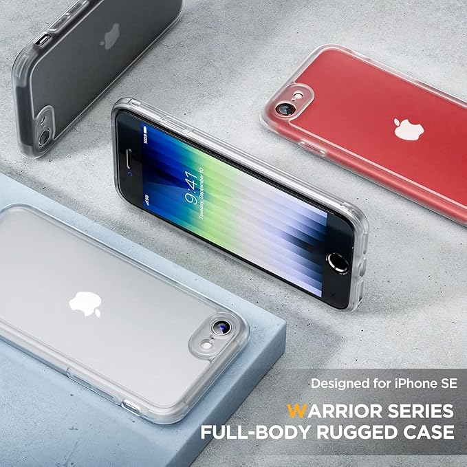 Miracase for iPhone SE Phone Case 3rd/2nd Generation 2022 2020 Full-Body with Built-in Glass Screen Protector, Heavy Duty 360° Protective Shockproof Bumper Cover for iPhone 8/SE, Purple