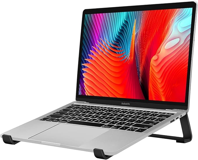 Thibault Aluminum Laptop Stand for Desk - Cooling Ergonomic Design - Fits MacBook Air Pro/DELL/HP/Lenovo/ThinkPad/Alienware - 13/14/15.6/16 -Easy Assembly- Ventilated Laptop Stand for Optimal Airflow