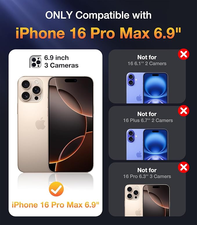 Diaclara Magnetic Designed for iPhone 16 Pro Max Case, Full Body Rugged with Touch Sensitive Anti-Scratch Screen Protector, Compatible with MagSafe for iPhone 16 Pro Max 6.9'', Clear Glitter