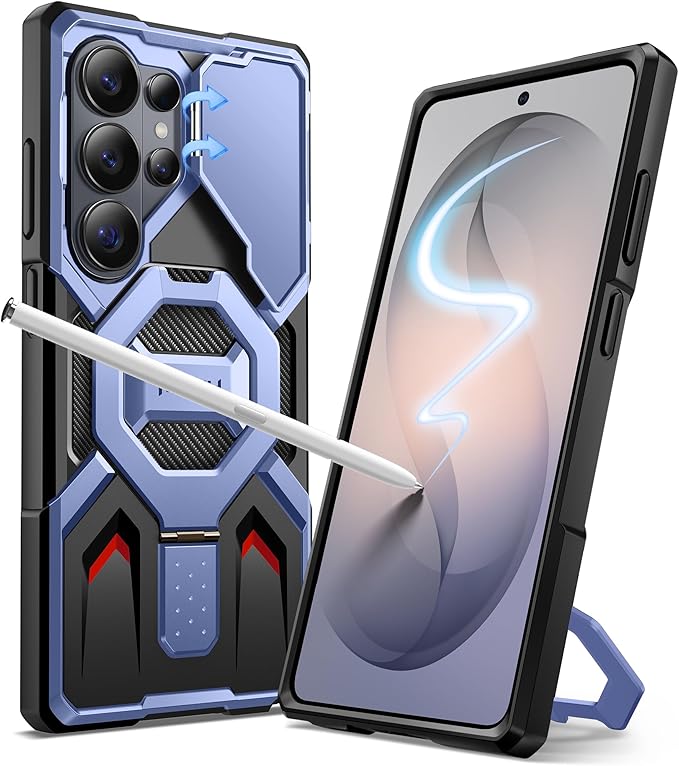 TONGATE for Samsung Galaxy S26 Ultra Case with Magnetic Stand, Compatible with MagSafe [Built-in Camera Cover & Ring Holder][Military-Grade Protection] Anti-Slip Rugged Phone Case for S26 Ultra, Blue