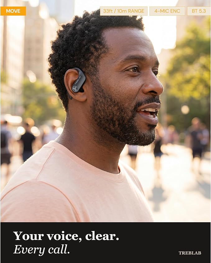 TREBLAB X3 Pro - Sports Wireless Ear Buds Bluetooth - Comfortable Workout Headphones with Secure Ear Hooks, 12H Long Battery Life, IPX5 Sweatproof Earphones, Noise Isolation Over Ear Earbuds